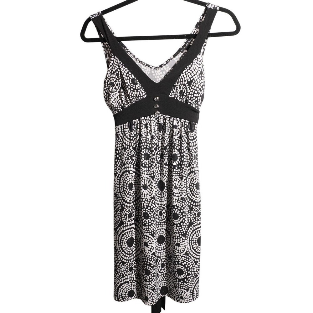 VTG Y2K FANG Babydoll Mini Dress Black White Dots Small v neck vintage retro